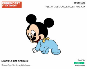 Baby Mickey Crawling - Disney Babies - Embroidery Design in 3 sizes & 8 formats