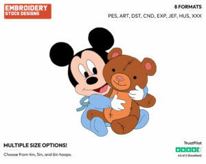 Baby Mickey, Teddy Bear - Disney Babies - Embroidery Design in 3 sizes & 8 formats