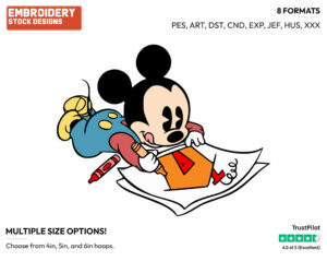 Baby Mickey Drawing - Disney Babies - Embroidery Design in 3 sizes & 8 formats