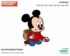 Baby Mickey Picking Acorns - Disney Babies - Embroidery Design in 3 sizes & 8 formats