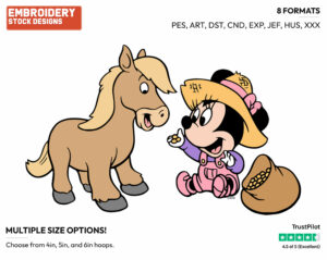 Baby Minnie Feeding Baby Horse - Disney Babies - Embroidery Design in 3 sizes & 8 formats