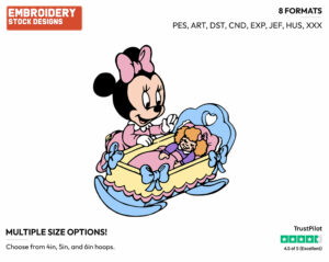 Baby Minnie Rocking Her Doll - Disney Babies - Embroidery Design in 3 sizes & 8 formats