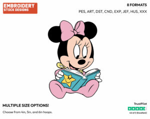 Baby Minnie Reading - Disney Babies - Embroidery Design in 3 sizes & 8 formats