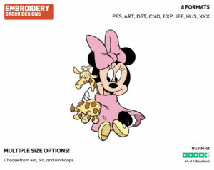 Baby Minnie, Stuffed Giraffe - Disney Babies - Embroidery Design in 3 sizes & 8 formats