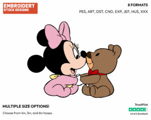 Baby Minnie, Teddy Bear - Disney Babies - Embroidery Design in 3 sizes & 8 formats