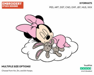 Baby Minnie Sleeping On Cloud - Disney Babies - Embroidery Design in 3 sizes & 8 formats