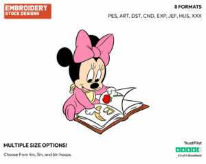 Baby Minnie Reading - Disney Babies - Embroidery Design in 3 sizes & 8 formats