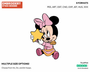 Baby Minnie, Star - Disney Babies - Embroidery Design in 3 sizes & 8 formats