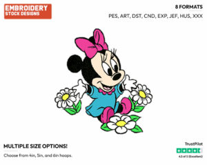 Baby Minnie, Flowers - Disney Babies - Embroidery Design in 3 sizes & 8 formats