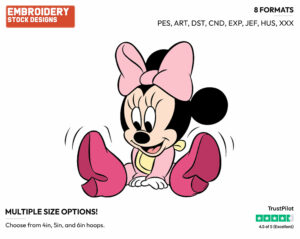 Baby Minnie Wearing High Heels - Disney Babies - Embroidery Design in 3 sizes & 8 formats