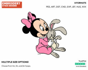 Baby Minnie, Stuffed Rabbit - Disney Babies - Embroidery Design in 3 sizes & 8 formats