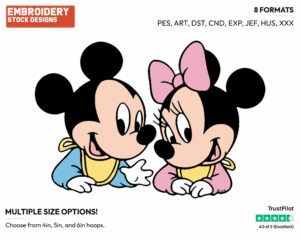 Baby Mickey, Baby Minnie - Disney Babies - Embroidery Design in 3 sizes & 8 formats