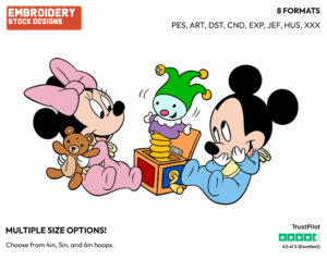 Baby Mickey, Minnie, Jack-In-The-Box - Disney Babies - Embroidery Design in 3 sizes & 8 formats