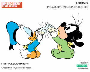 Baby Donald And Goofy Drinking Milk - Disney Babies - Embroidery Design in 3 sizes & 8 formats