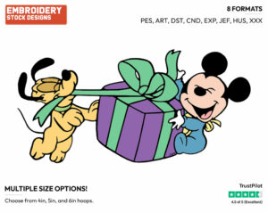 Baby Pluto, Mickey - Disney Babies - Embroidery Design in 3 sizes & 8 formats