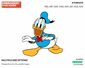 Donald Duck Smiling - Disney's Donald Duck - Embroidery Design in 3 sizes & 8 formats