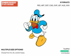 Running - Disney's Donald Duck - Embroidery Design in 3 sizes & 8 formats