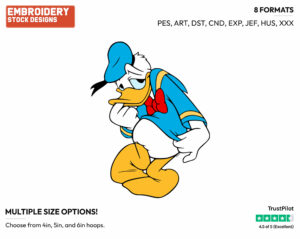Shy Donald Duck - Disney's Donald Duck - Embroidery Design in 3 sizes & 8 formats