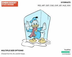 Donald Duck Stuck Inside A Block Of Ice - Disney's Donald Duck - Embroidery Design in 3 sizes & 8 formats
