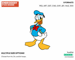 Donald Duck - Disney's Donald Duck - Embroidery Design in 3 sizes & 8 formats