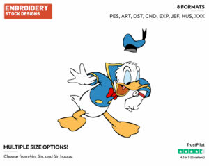 Looking At His Watch - Disney's Donald Duck - Embroidery Design in 3 sizes & 8 formats