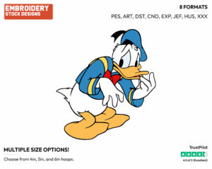 Looking Anxious - Disney's Donald Duck - Embroidery Design in 3 sizes & 8 formats