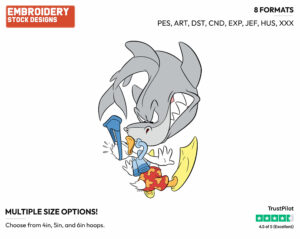 Scubadiving With A Shark - Disney's Donald Duck - Embroidery Design in 3 sizes & 8 formats