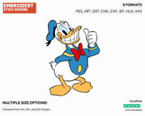 Smiling With Thumbs Up - Disney's Donald Duck - Embroidery Design in 3 sizes & 8 formats
