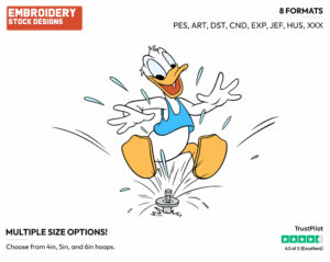 Playing In The Water Sprinkler - Disney's Donald Duck - Embroidery Design in 3 sizes & 8 formats