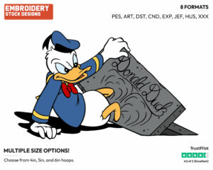 Donald Duck With His Feet Stuck In Cement - Disney's Donald Duck - Embroidery Design in 3 sizes & 8 formats