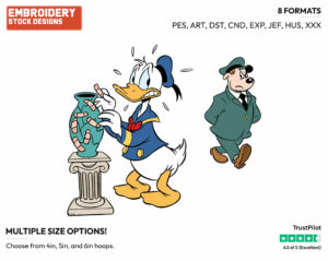 Donald Patching Up Broken Vase At Museum - Disney's Donald Duck - Embroidery Design in 3 sizes & 8 formats