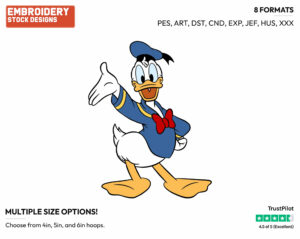 Donald Duck Waving - Disney's Donald Duck - Embroidery Design in 3 sizes & 8 formats