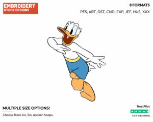 Running In A Bathing Suit - Disney's Donald Duck - Embroidery Design in 3 sizes & 8 formats