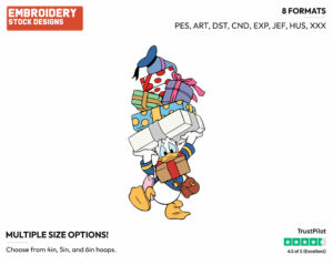 Donald Duck Shopping - Disney's Donald Duck - Embroidery Design in 3 sizes & 8 formats