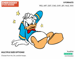 Seeing Stars - Disney's Donald Duck - Embroidery Design in 3 sizes & 8 formats