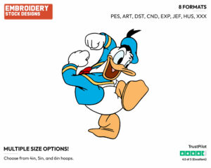 Energetic Donald - Disney's Donald Duck - Embroidery Design in 3 sizes & 8 formats