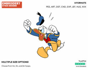 Donald Duck Throwing Temper Tantrum - Disney's Donald Duck - Embroidery Design in 3 sizes & 8 formats
