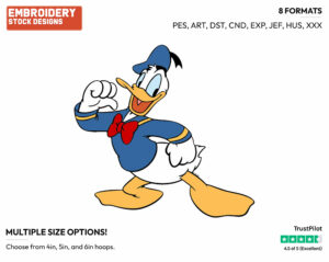Donald Duck - Disney's Donald Duck - Embroidery Design in 3 sizes & 8 formats