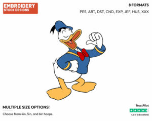 Donald Duck - Disney's Donald Duck - Embroidery Design in 3 sizes & 8 formats