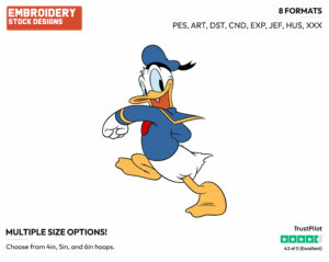 Cheerful Donald - Disney's Donald Duck - Embroidery Design in 3 sizes & 8 formats