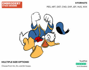 Donald Throwing Temper Tantrum - Disney's Donald Duck - Embroidery Design in 3 sizes & 8 formats