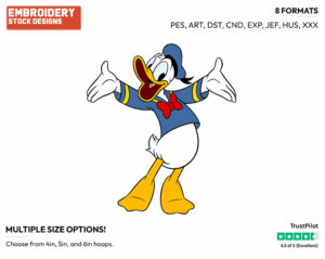 Cheerful Donald Duck - Disney's Donald Duck - Embroidery Design in 3 sizes & 8 formats