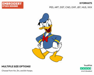 Grumpy Donald Duck - Disney's Donald Duck - Embroidery Design in 3 sizes & 8 formats