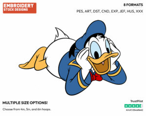 Donald Duck - Disney's Donald Duck - Embroidery Design in 3 sizes & 8 formats