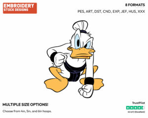 Donald Duck As A Sumo Wrestler - Disney's Donald Duck - Embroidery Design in 3 sizes & 8 formats