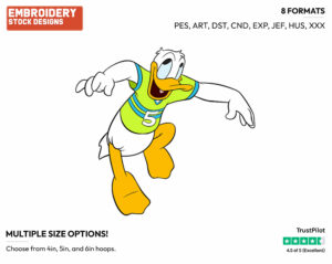 Donald Duck - Disney's Donald Duck - Embroidery Design in 3 sizes & 8 formats
