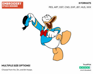Jumping For Joy - Disney's Donald Duck - Embroidery Design in 3 sizes & 8 formats