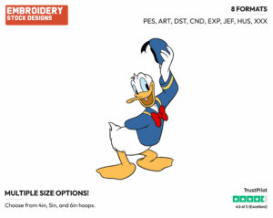 Greeting - Disney's Donald Duck - Embroidery Design in 3 sizes & 8 formats