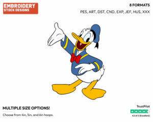 Donald Duck - Disney's Donald Duck - Embroidery Design in 3 sizes & 8 formats