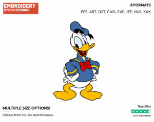 Happy - Disney's Donald Duck - Embroidery Design in 3 sizes & 8 formats